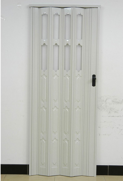 Double Layer Panel PVC Folding Door 110mm Width Accordion Door With Lock